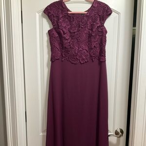 Alex Evenings women’s plum purple lace opaque chiffon formal gown dress 8P